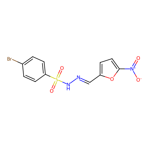 4-bromo-N-[(5-nitrofuran-2-yl)methylideneamino]benzenesulfonamide structure