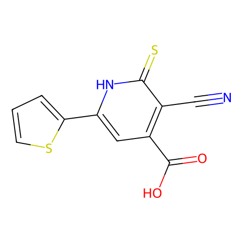 3-Cyano-2-mercapto-6-thien-2-ylisonicotinic acid structure