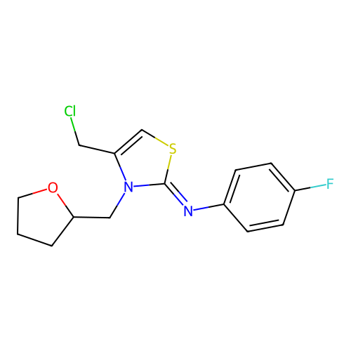 N-[4-(chloromethyl)-3-(tetrahydrofuran-2-ylmethyl)-1,3-thiazol-2(3H)-ylidene]-N-(4-fluorophenyl)amine structure