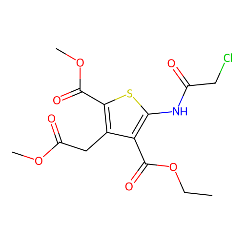4-ethyl 2-methyl 5-(2-chloroacetamido)-3-(2-methoxy-2-oxoethyl)thiophene-2,4-dicarboxylate structure
