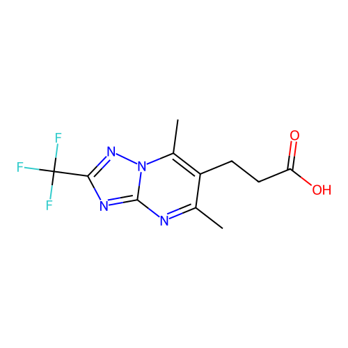 3-[5,7-dimethyl-2-(trifluoromethyl)-[1,2,4]triazolo[1,5-a]pyrimidin-6-yl]propanoic acid structure