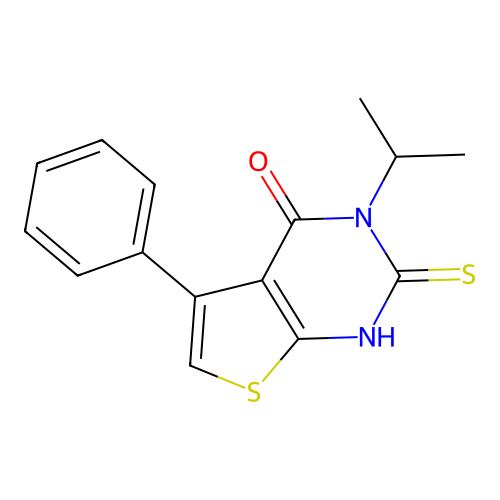 5-phenyl-3-(propan-2-yl)-2-sulfanyl-3H,4H-thieno[2,3-d]pyrimidin-4-one structure