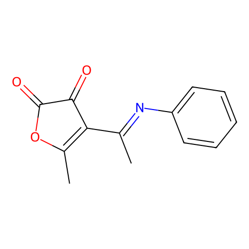 5-Methyl-4-(1-(phenylimino)ethyl)-2,3-furandione structure
