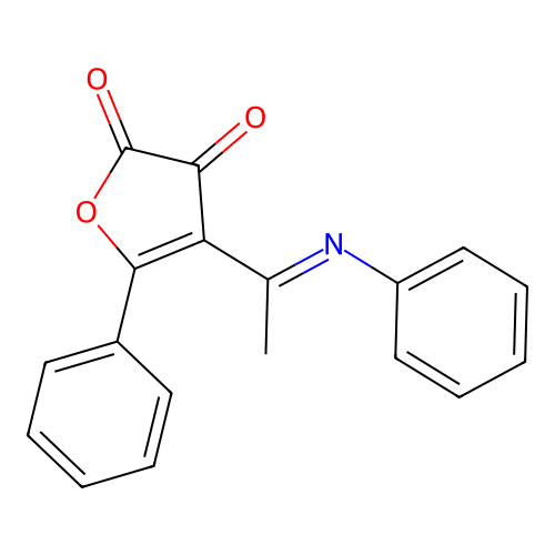 5-Phenyl-4-(1-(phenylimino)ethyl)-2,3-furandione structure