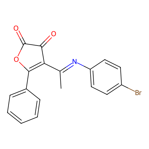 4-(1-((4-Bromophenyl)imino)ethyl)-5-phenyl-2,3-furandione structure