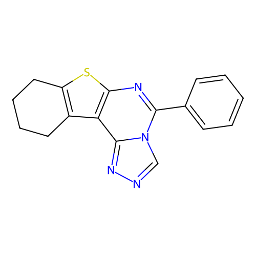 5-phenyl-8,9,10,11-tetrahydrobenzo[4,5]thieno[3,2-e][1,2,4]triazolo[4,3-c]pyrimidine structure