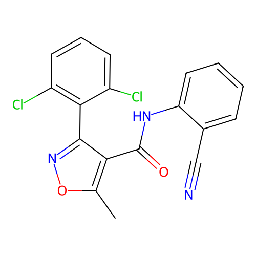 N-(2-cyanophenyl)-3-(2,6-dichlorophenyl)-5-methyl-1,2-oxazole-4-carboxamide structure