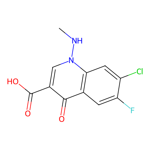 7-Chloro-6-fluoro-1,4-dihydro-1-(methylamino)-4-oxoquinoline-3-carboxylic acid structure