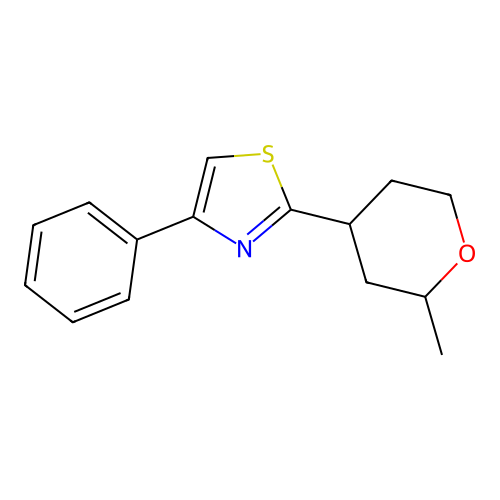 Thiazole, 4-phenyl-2-(tetrahydro-2-methyl-2H-pyran-4-yl)- structure