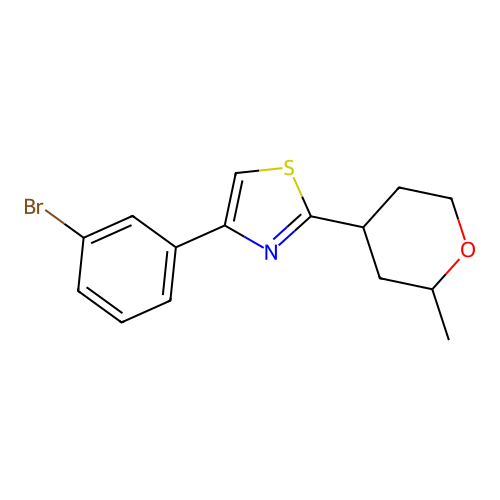 Thiazole, 4-(3-bromophenyl)-2-(tetrahydro-2-methyl-2H-pyran-4-yl)- structure