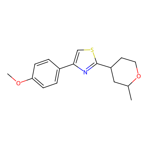 Thiazole, 4-(4-methoxyphenyl)-2-(tetrahydro-2-methyl-2H-pyran-4-yl)- structure
