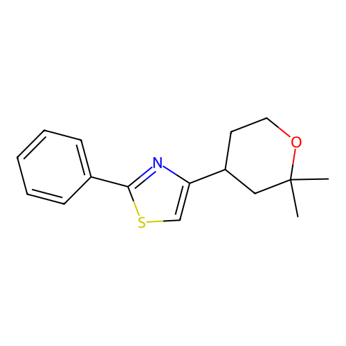 Thiazole, 2-phenyl-4-(tetrahydro-2,2-dimethyl-2H-pyran-4-yl)- structure