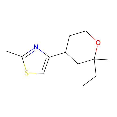 Thiazole, 4-(2-ethyltetrahydro-2-methyl-2H-pyran-4-yl)-2-methyl- structure