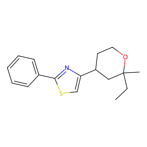 Thiazole, 4-(2-ethyl-2-methyloxan-4-yl)-2-phenyl- structure