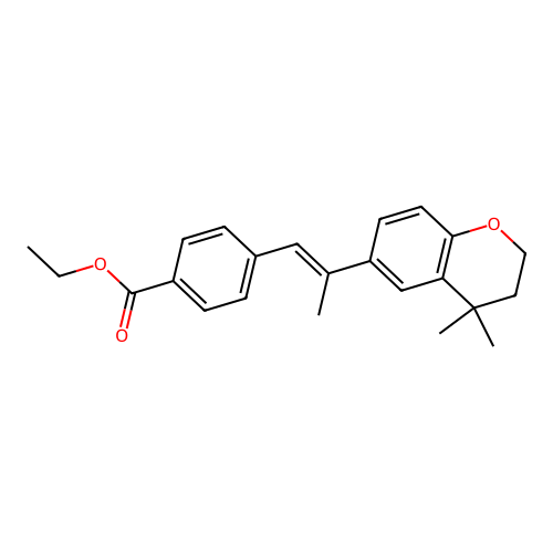 Ethyl 4-(2-(3,4-dihydro-4,4-dimethyl-2H-1 benzopyran-6-yl)-1-propenyl)benzoate structure