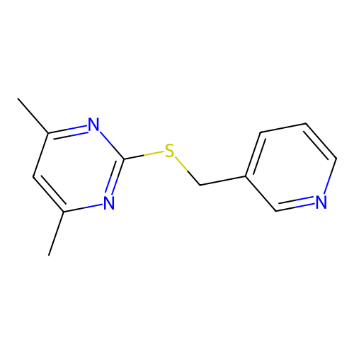 Pyrimidine, 4,6-dimethyl-2-[(3-pyridinylmethyl)thio]- structure