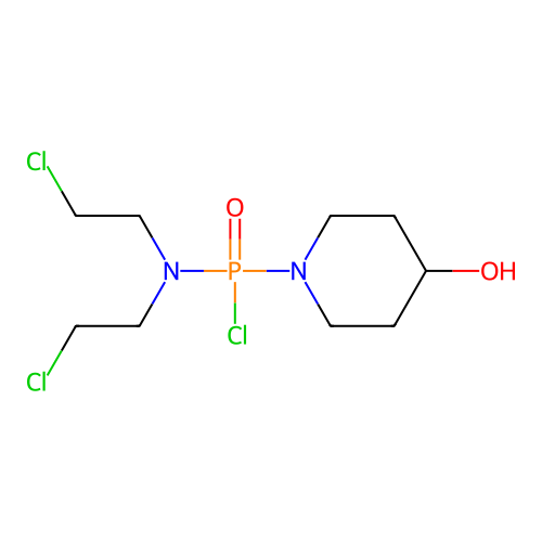 N,N-Bis(2-chloroethyl)-P-(4-hydroxypiperidin-1-yl)phosphonamidic chloride structure