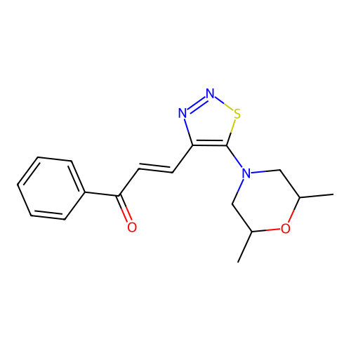 3-[5-(2,6-Dimethyl-4-morpholinyl)-1,2,3-thiadiazol-4-yl]-1-phenyl-2-propen-1-one structure
