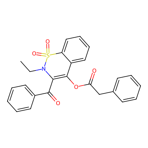 3-benzoyl-2-ethyl-1,1-dioxido-2H-1,2-benzothiazin-4-yl phenylacetate structure