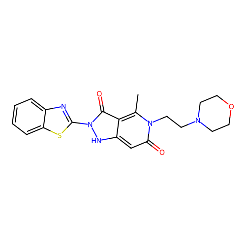 2-(benzo[d]thiazol-2-yl)-4-methyl-5-(2-morpholinoethyl)-1H-pyrazolo[4,3-c]pyridine-3,6(2H,5H)-dione structure
