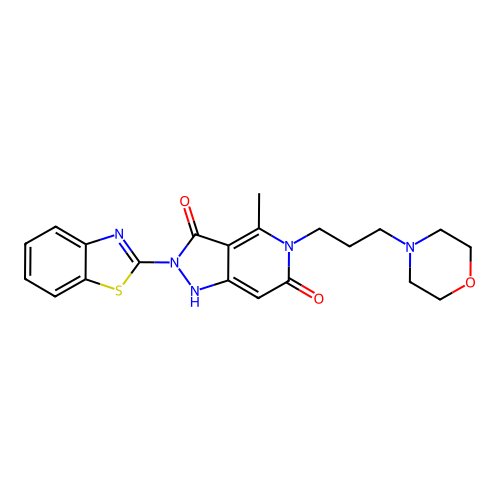 2-(1,3-benzothiazol-2-yl)-4-methyl-5-(3-morpholin-4-ylpropyl)-1H-pyrazolo[4,3-c]pyridine-3,6-dione structure