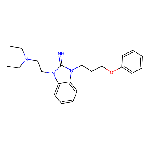 N,N-diethyl-2-[2-imino-3-(3-phenoxypropyl)benzimidazol-1-yl]ethanamine structure