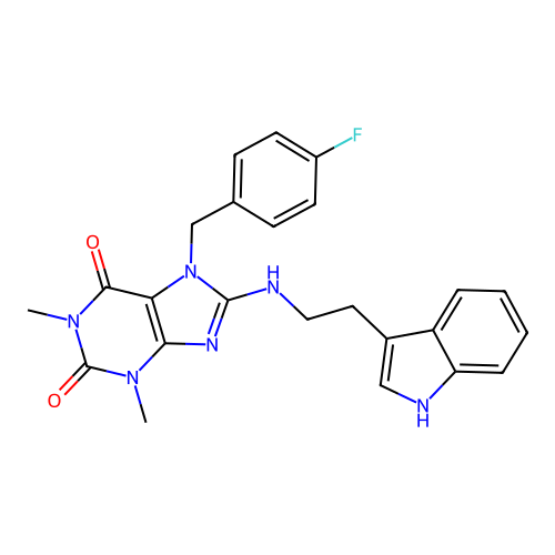 7-(4-fluorobenzyl)-8-{[2-(1H-indol-3-yl)ethyl]amino}-1,3-dimethyl-3,7-dihydro-1H-purine-2,6-dione structure