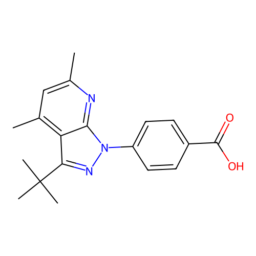 4-(3-tert-butyl-4,6-dimethyl-1H-pyrazolo[3,4-b]pyridin-1-yl)benzoic acid structure