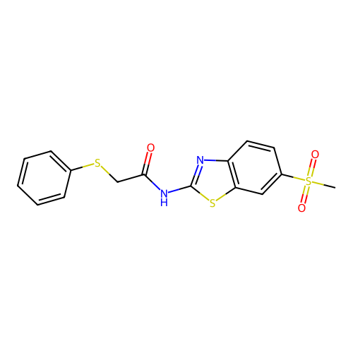 N-(6-(methylsulfonyl)benzo[d]thiazol-2-yl)-2-(phenylthio)acetamide structure