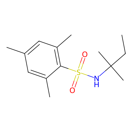 2,4,6-trimethyl-N-(2-methylbutan-2-yl)benzenesulfonamide structure