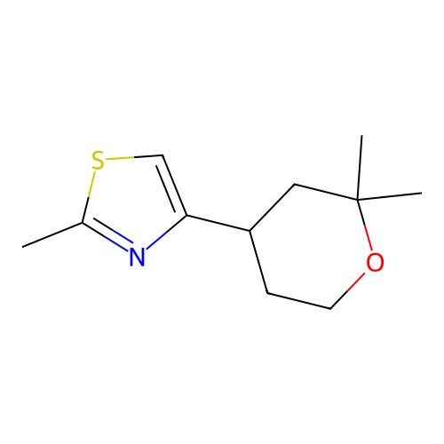 Thiazole, 2-methyl-4-(tetrahydro-2,2-dimethyl-2H-pyran-4-yl)- structure