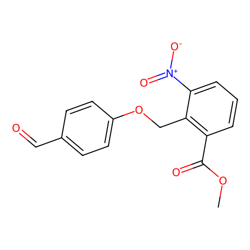 Methyl 2-[(4-formylphenoxy)methyl]-3-nitrobenzenecarboxylate structure