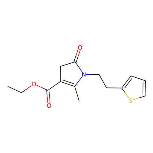 Ethyl 2-methyl-5-oxo-1-[2-(2-thienyl)ethyl]-4,5-dihydro-1H-pyrrole-3-carboxylate structure