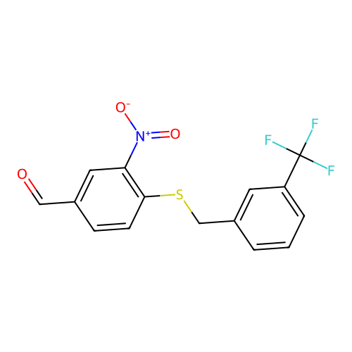 3-Nitro-4-(((3-(trifluoromethyl)phenyl)methyl)thio)benzaldehyde structure