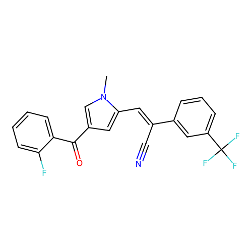 3-[4-(2-fluorobenzoyl)-1-methyl-1H-pyrrol-2-yl]-2-[3-(trifluoromethyl)phenyl]-2-propenenitrile structure