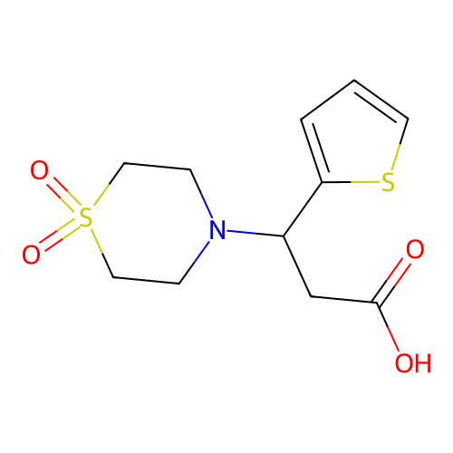 3-(1,1-Dioxo-1lambda~6~,4-thiazinan-4-yl)-3-(2-thienyl)propanoic acid structure