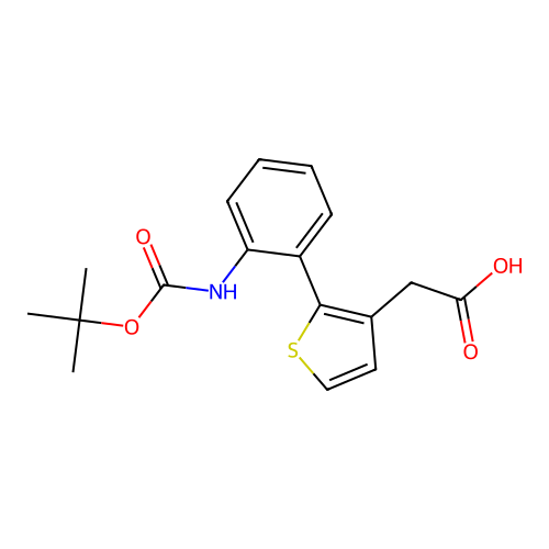 2-[2-[[(1,1-Dimethylethoxy)carbonyl]amino]phenyl]-3-thiopheneacetic acid structure