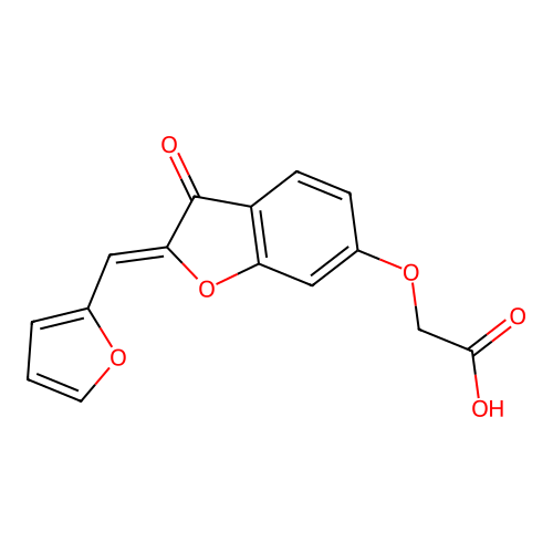 2-[[(2Z)-2-(furan-2-ylmethylidene)-3-oxo-1-benzofuran-6-yl]oxy]acetic acid structure