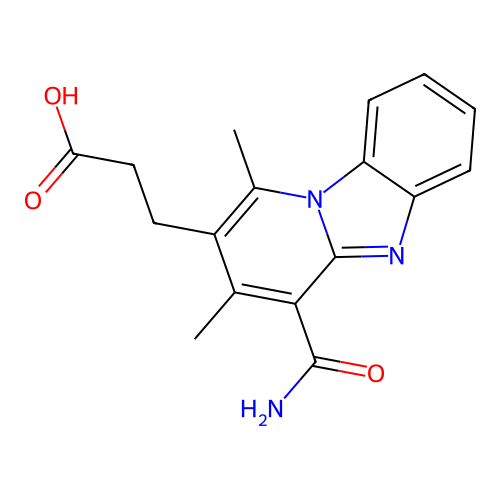 3-(4-Carbamoyl-1,3-dimethylpyrido[1,2-a]benzimidazol-2-yl)propanoic acid structure