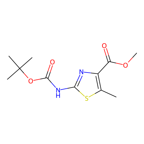 Methyl 2-((tert-butoxycarbonyl)amino)-5-methylthiazole-4-carboxylate structure