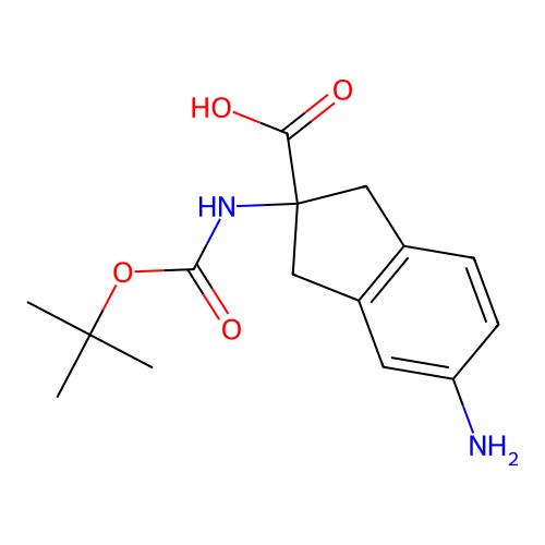 5-amino-2-{[(tert-butoxy)carbonyl]amino}-2,3-dihydro-1H-indene-2-carboxylic acid structure