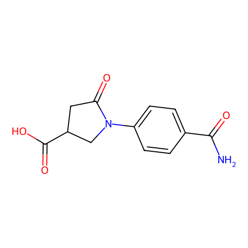 1-(4-Carbamoylphenyl)-5-oxopyrrolidine-3-carboxylic acid structure