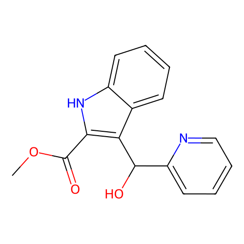3-(Hydroxy-pyridin-2-yl-methyl)-1H-indole-2-carboxylic acid methyl ester structure