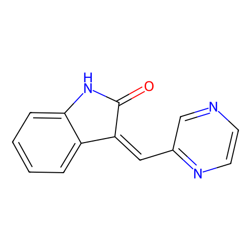 1,3-Dihydro-3-(2-pyrazinylmethylene)-2H-indol-2-one structure