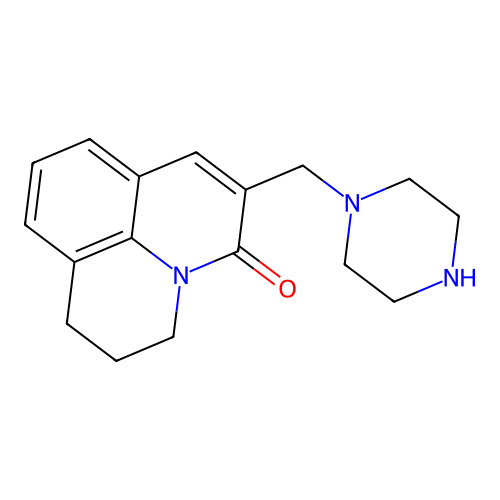 6-(piperazin-1-ylmethyl)-2,3-dihydro-1H,5H-pyrido[3,2,1-ij]quinolin-5-one structure