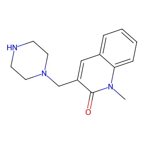 1-methyl-3-(piperazin-1-ylmethyl)quinolin-2(1H)-one structure