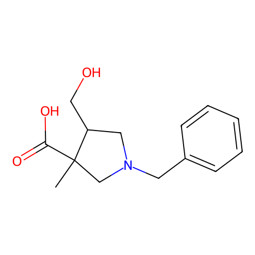 1-Benzyl-4-(hydroxymethyl)-3-methylpyrrolidine-3-carboxylic acid structure