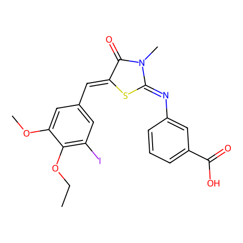 3-[[5-[(4-Ethoxy-3-iodo-5-methoxyphenyl)methylene]-3-methyl-4-oxo-2-thiazolidinylidene]amino]benzoic acid structure