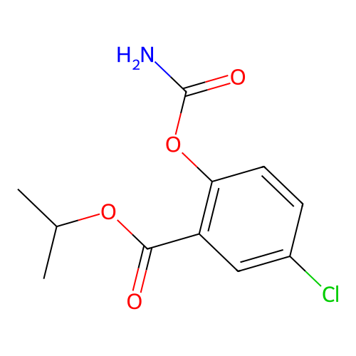 Benzoic acid, 2-((aminocarbonyl)oxy)-5-chloro-, 1-methylethyl ester structure