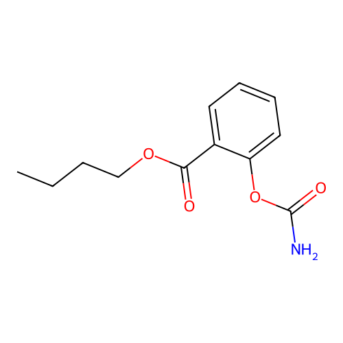 Benzoic acid, 2-((aminocarbonyl)oxy)-, butyl ester structure